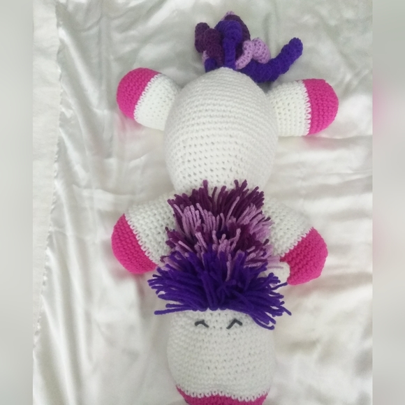 Unicorn plush. Curlicue mane, tail. Customizable initials, colors! Artisan made - Picture 13 of 15